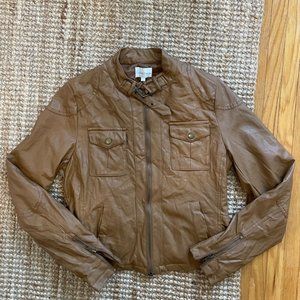 Brown Faux Leather Moto Jacket